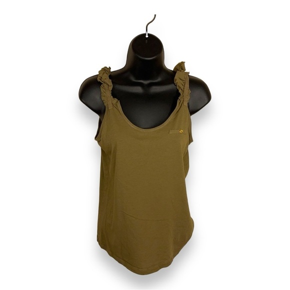 SMALL MNG OLIVE MILITARY GREEN SLEEVELESS TOP TANK SOFT STRETCH - Picture 1 of 11